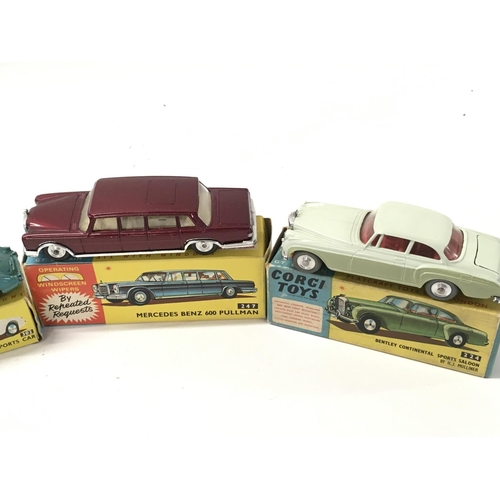 30 - A collection of 4 boxed model diecast cars by Corgi includes No224 a Bentley Continental Sports Salo... 