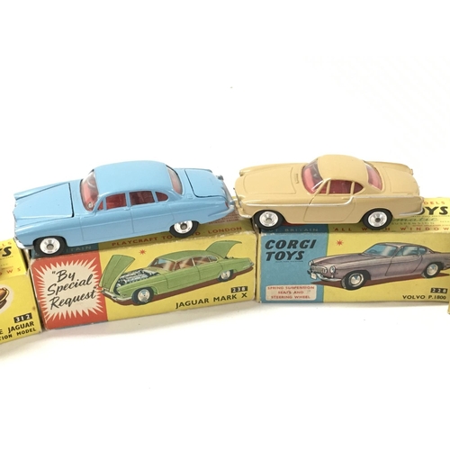 31 - A collection of 5 boxed diecast model cars by Corgi includes No228 a Volvo P.1800..No230 a Mercedes ... 