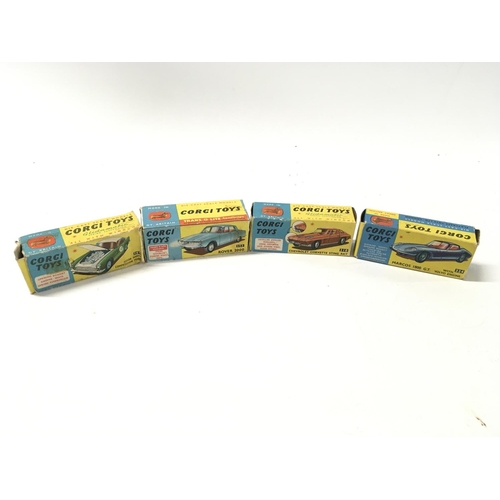 32 - A collection of 4 boxed diecast model cars by Corgi includes No252 a Rover 2000..No309 a Aston Marti... 