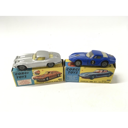 32 - A collection of 4 boxed diecast model cars by Corgi includes No252 a Rover 2000..No309 a Aston Marti... 