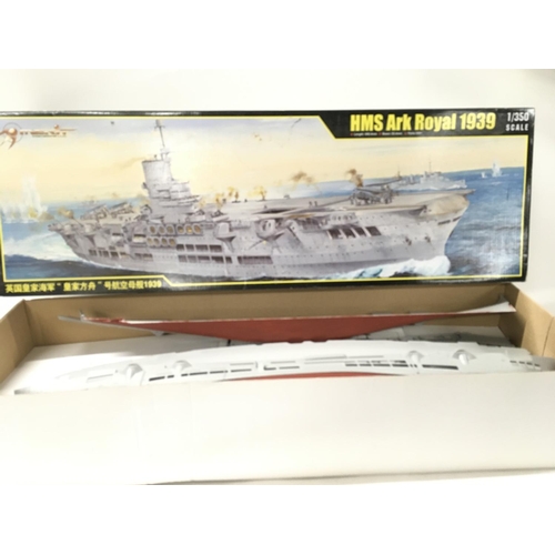 327 - 3x boxed model warship kits includes Battleship BISMARCK by Tamiya..startedâ¦..Aircraft Carrier. HM... 