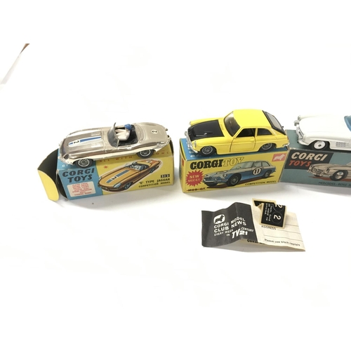 33 - A collection of 5 boxed diecast model cars by Corgi includes No275 a Rover 2000TC..No303 a Mercedes ... 