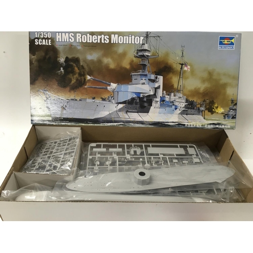 331 - 3x boxed warship model kits includes Battleship USS NEW YORK BB34 by Trumpeter..started..Monitor HMS... 