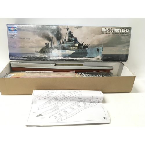 331 - 3x boxed warship model kits includes Battleship USS NEW YORK BB34 by Trumpeter..started..Monitor HMS... 