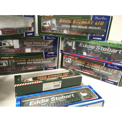 343 - A collection of 10 boxed model commercial vehicles all themed Eddie Stobart. Manufacturers are Corgi... 