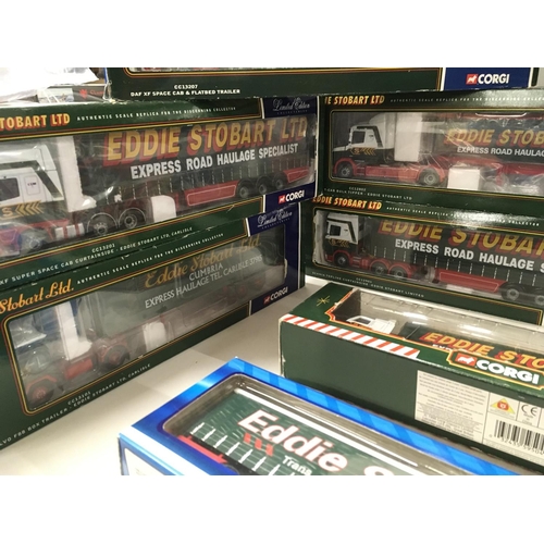 343 - A collection of 10 boxed model commercial vehicles all themed Eddie Stobart. Manufacturers are Corgi... 