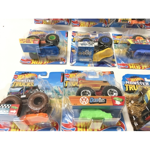 344 - A collection of unopened Hot Wheels Monster Trucks 1:64 scale. Includes SpongeBob SquarePants..Super... 