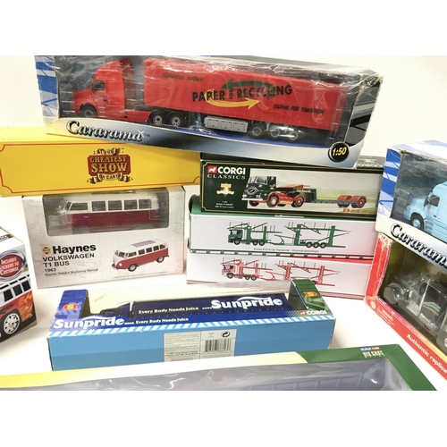 345 - An assorted collection of 14 model vehicles both collectibles and fun . Includes a remote control VW... 