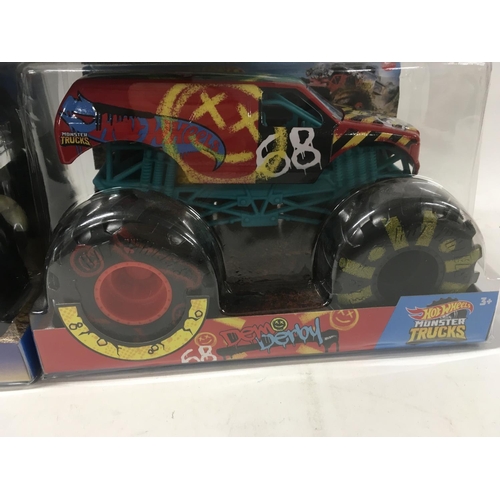 346 - A collection of 5 unopened Hot Wheels Monster Trucks includes ..Island Jeep..Gotta Dump..Dodge Charg... 