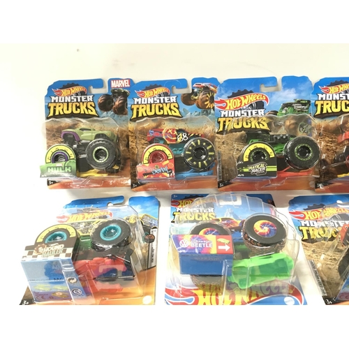 349 - A collection of 10 unopened Hot Wheels Monster Trucks 1:64 scale. Includes Loco Punk..The Hulk. No r... 