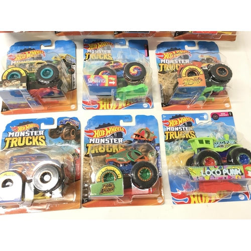 349 - A collection of 10 unopened Hot Wheels Monster Trucks 1:64 scale. Includes Loco Punk..The Hulk. No r... 