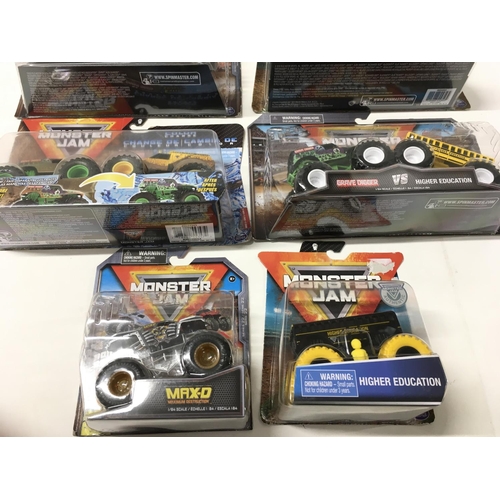 355 - A collection of unopened boxed Monster Jam vehicles, includes 6x double vehicle sets and 2 single. N... 