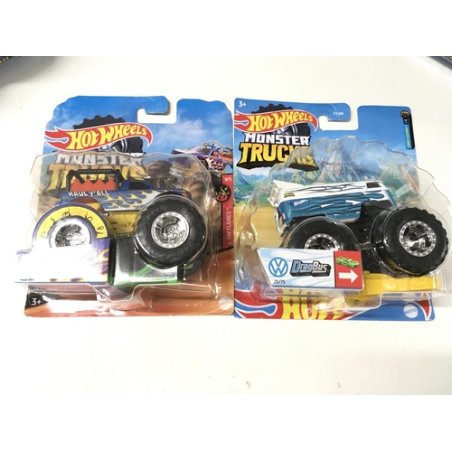 356 - A collection of unopened Hot Wheels Monster Trucks includes 3 x Demolition Doubles and 2x singles. 1... 