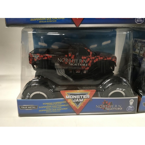 358 - A collection of 5 unopened Monster Jam monster trucks 1:24 scale. Includes Batman..Grave Digger and ... 