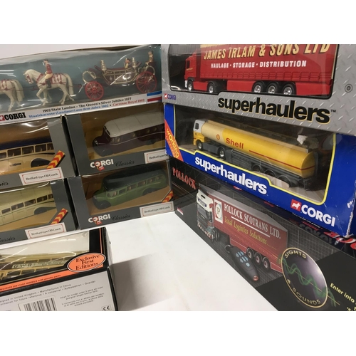 371 - A collection in excess of 10 boxed model diecast vehicles mainly buses. Also includes plastic model ... 