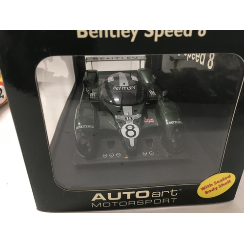 373 - 2x Autoart motorsport models includes boxed Bentley Speed 8 Le Mans 2003 with green livery.. Also un... 