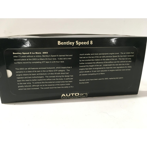 373 - 2x Autoart motorsport models includes boxed Bentley Speed 8 Le Mans 2003 with green livery.. Also un... 