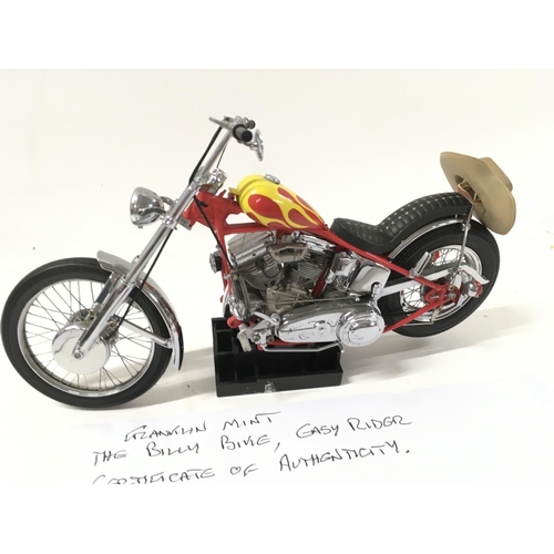 377 - A pair of Franklin mint Easy Rider Chopper Motorcycles from the Film EASY RIDER. includes Billy Bike... 