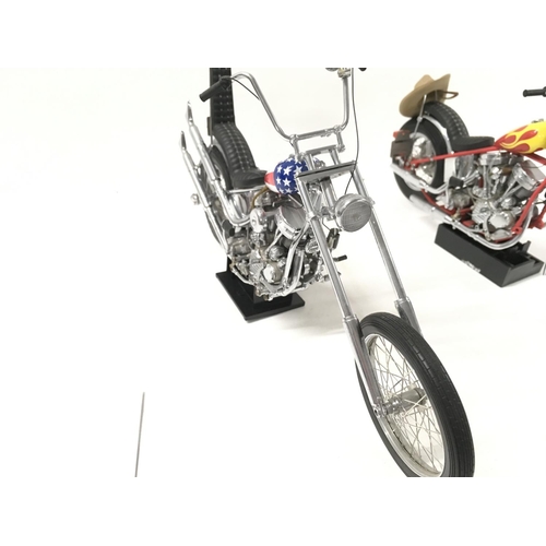 377 - A pair of Franklin mint Easy Rider Chopper Motorcycles from the Film EASY RIDER. includes Billy Bike... 