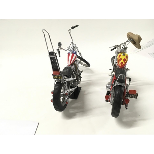 377 - A pair of Franklin mint Easy Rider Chopper Motorcycles from the Film EASY RIDER. includes Billy Bike... 