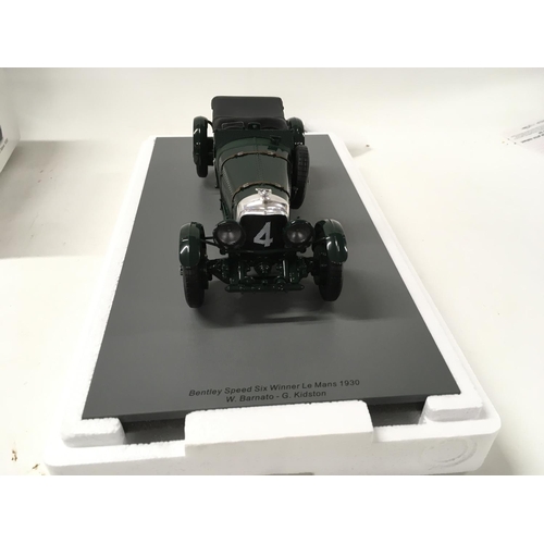 381 - A boxed model car 1:18 scale by Spark featuring the winner of Le Mans 1930 a Bentley Speed 6. W.Barn... 