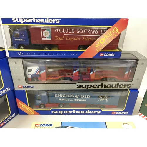 390 - A boxed collection of 11 diecast commercial vehicles manufactured by Corgi in the Superhaulers serie... 