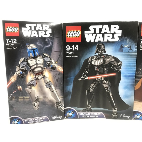 453 - 3 Boxed Star Wars Lego Buildable Figures. Jan go Fett #75107. Darth Vader #75111 and Obi-Wan Kenobi ... 