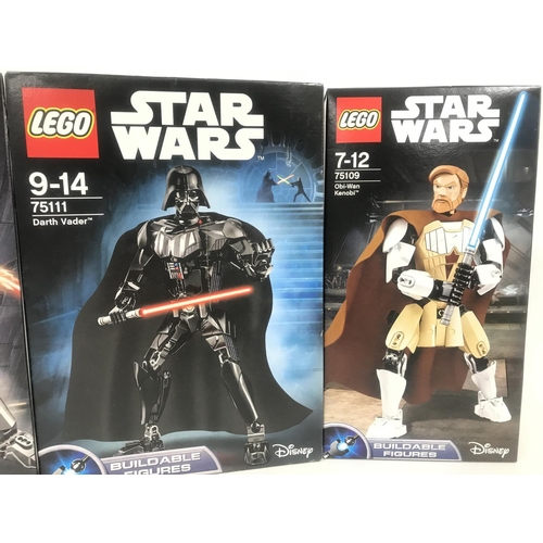 453 - 3 Boxed Star Wars Lego Buildable Figures. Jan go Fett #75107. Darth Vader #75111 and Obi-Wan Kenobi ... 