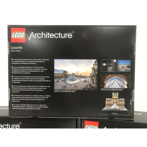 458 - 3 X Boxed And Sealed Lego Architecture Louvre #21024.