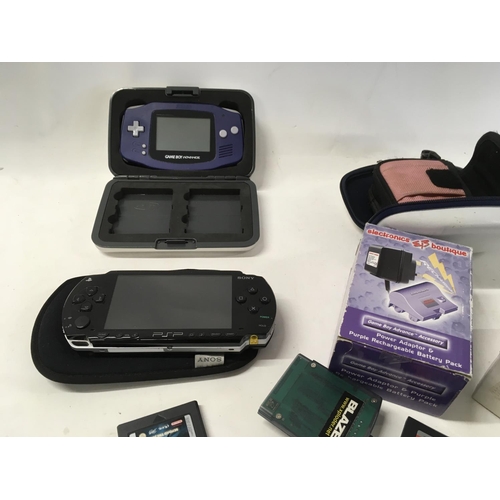 47 - A Gameboy advance and PSP plus games and accessories.