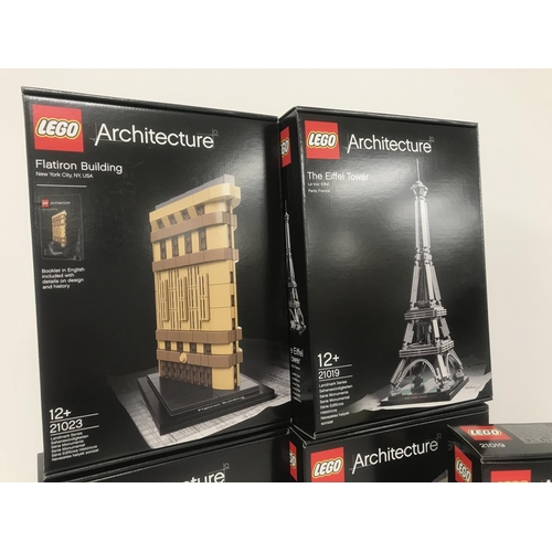 470 - 3 Boxed And Sealed Lego Architecture Flatiron Building #21023 and 2 Eiffel Towers #21019.