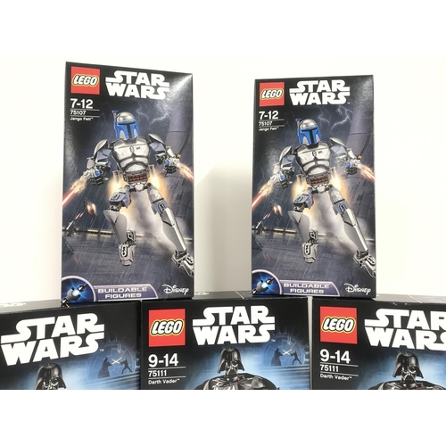 474 - 5 X Boxed And Sealed Lego Star Wars building Figures. 3 Darth Vaders and 2 Jango Fetts. #75111 and 7... 