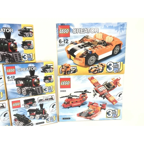 485 - 5 X Boxed And Sealed Lego Emerald Express. a Lego Creator Sunset Speeder #31017 and A Red Rotors #31... 