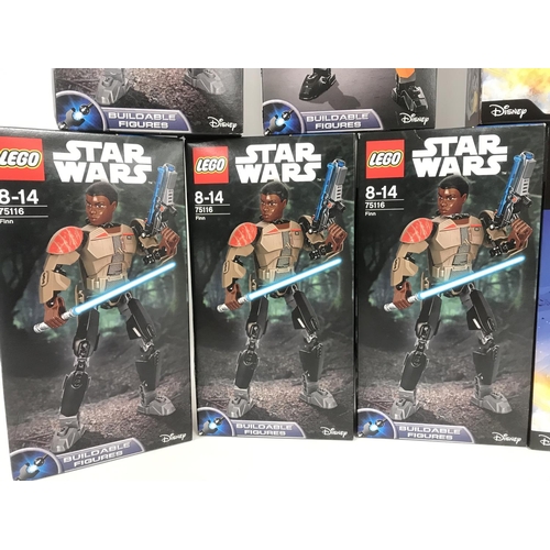 492 - 5 X Boxed And Sealed Lego Buildable Figures. Finn #75116 Poe Dameron #75115 and 2 First Order Snowsp... 