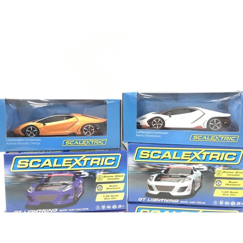 502 - 6 X Boxed Scalextric Cars. Including 3 X GT Lightnings. A McLaren 12C GT3 And 2 X Lamborghini Centen... 