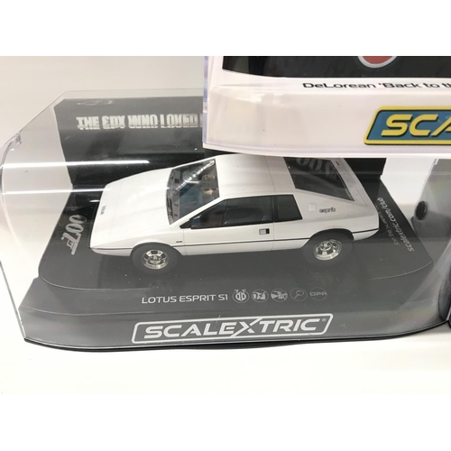 504 - 2 X Boxed Scalextric Lotus Esprits 007 and a Back To The Future III Delorean.