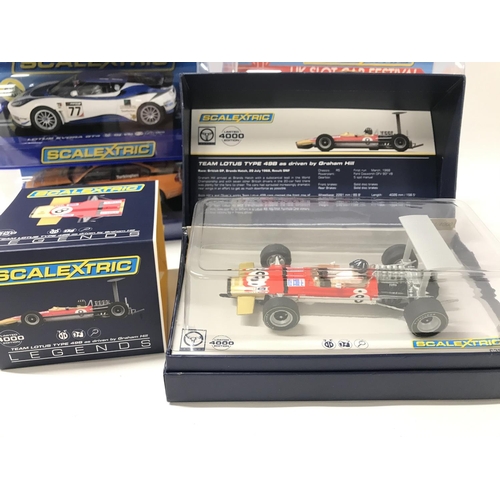 513 - 6 Boxed Scalextric Cars including BMW 320SI WTCC. A Lotus Evora GT4. A BMW 320SI BTCC. A McLaren P1(... 