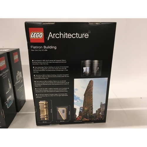 532 - A collection of of 3x sealed boxed Lego Architecture sets 2x #21023 Flatiron Building. Plus #21020 T... 