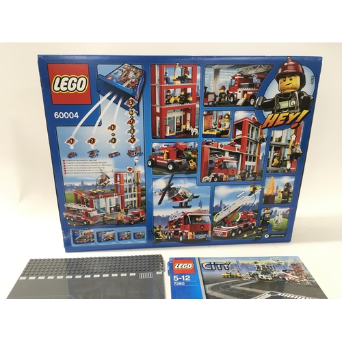 539 - A sealed boxed Lego City set # 60004 fire station. Also 2x sealed # 7280. No reserve. (2)