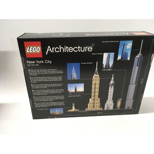 542 - 2x sealed boxed Lego Architecture sets includes #21013. Big Ben. Also #21028 New York City.