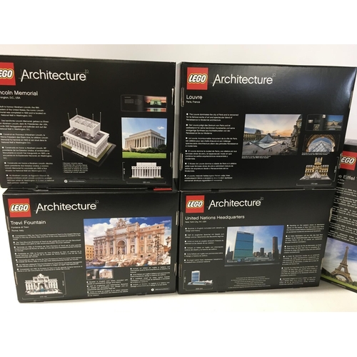 557 - 6x sealed boxed Lego Architecture sets includes..# 21023 Flatiron Buildingâ¦# 21022 Lincoln Memoria... 