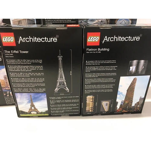 557 - 6x sealed boxed Lego Architecture sets includes..# 21023 Flatiron Buildingâ¦# 21022 Lincoln Memoria... 