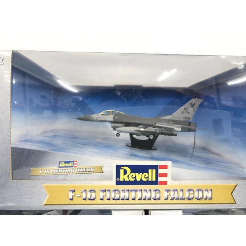 56 - 3 Boxed Diecast Revell 1/72 Scale Aircraft. 2 X F-16 Fighting Falcons. A Panavia Tornado.(3) No Rese... 