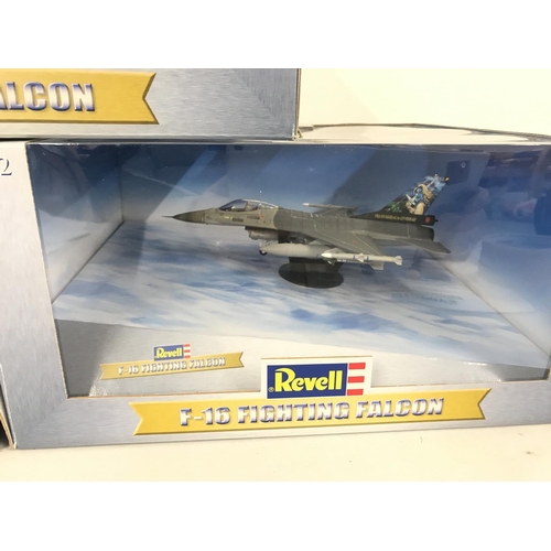 56 - 3 Boxed Diecast Revell 1/72 Scale Aircraft. 2 X F-16 Fighting Falcons. A Panavia Tornado.(3) No Rese... 