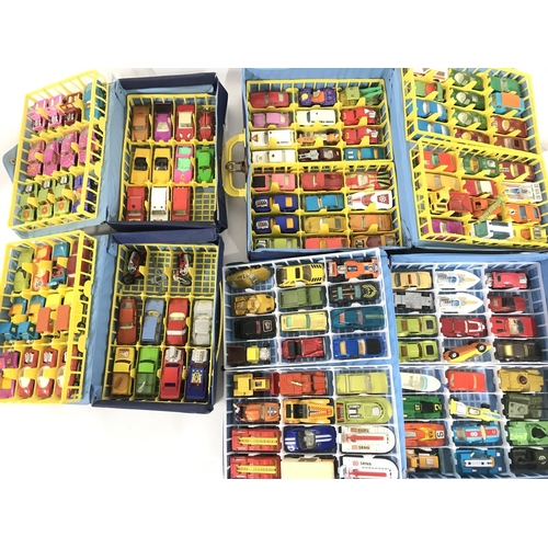 615 - 2 Boxes Containing 5 Full Matchbox Carry Cases. And a Collection of Boxed Matchbox Cars, in Various ... 