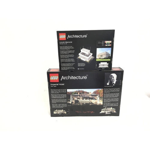 660 - 2 boxed and sealed Lego sets. To include Imperial Hotel 21017. Lincoln Memorial 21022. No reserve.