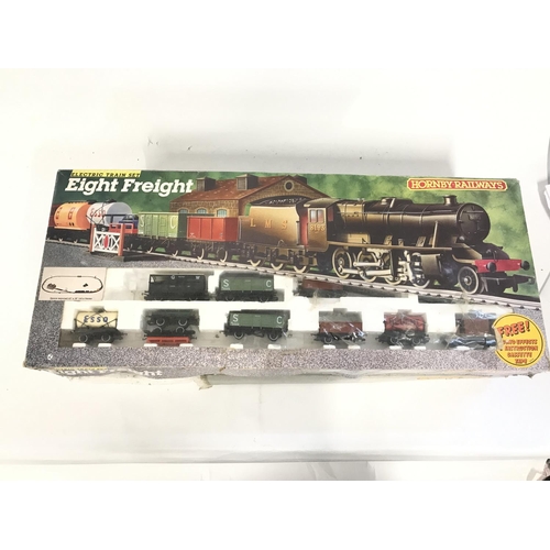 677 - 3 boxed Hornby Railways sets. Sets include Midnight Freight. Eight Freight and GWR Mixed Traffic. Al... 