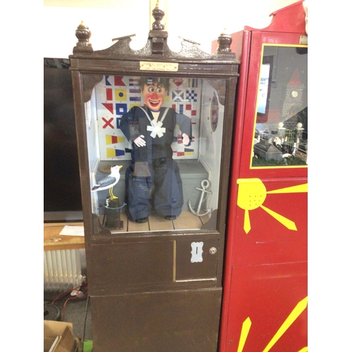 696 - A Scratch Built Coin Operated Laughing Sailor approximate Height 180Cm and width 54Cm. Can Be Seen W... 