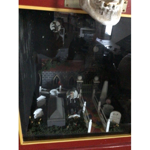 698 - A Scratch Built Coin Operated Haunted Grave Yard. Can Be Seen Working.Approximately Height  180cm An... 