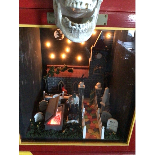 698 - A Scratch Built Coin Operated Haunted Grave Yard. Can Be Seen Working.Approximately Height  180cm An... 